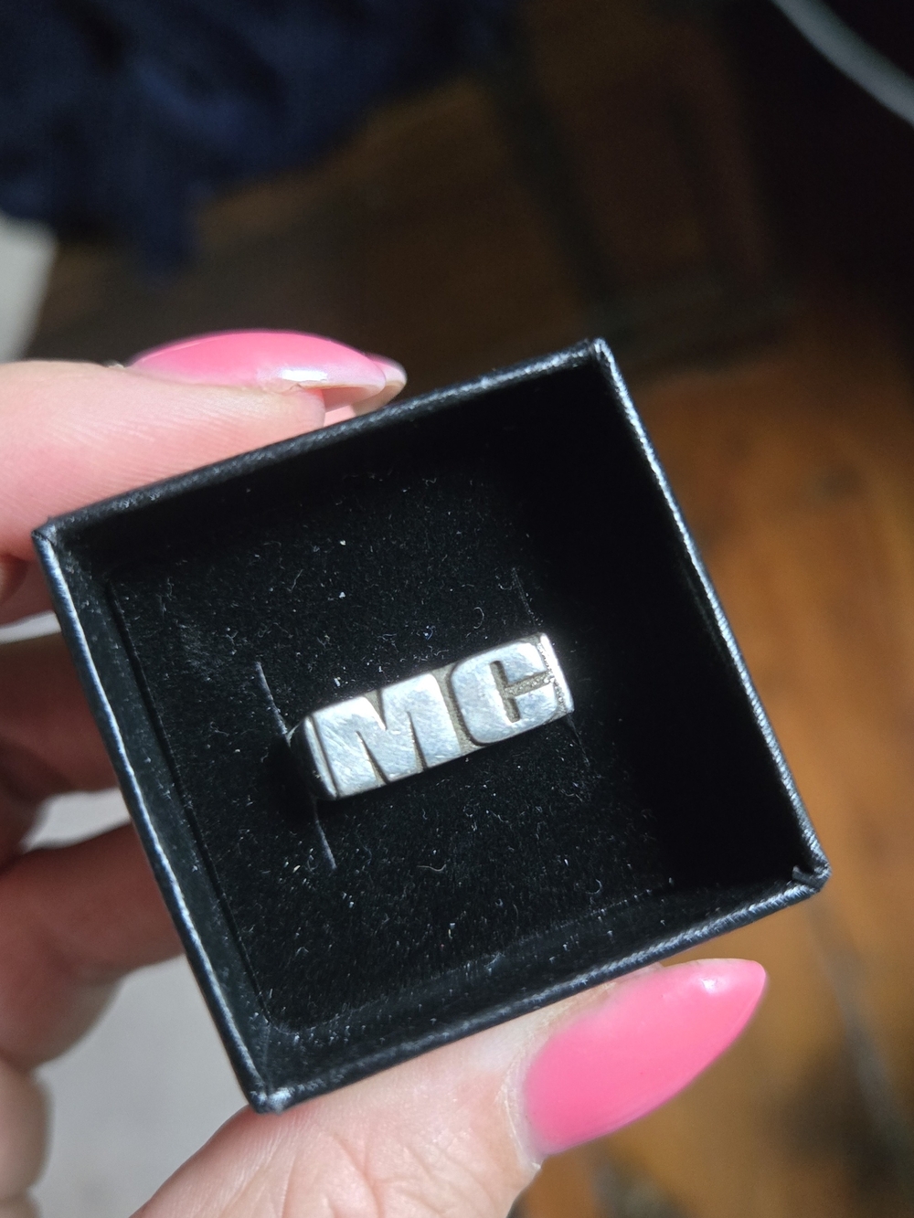 925 Sterling Silver 'MC' Initial Signet Ring